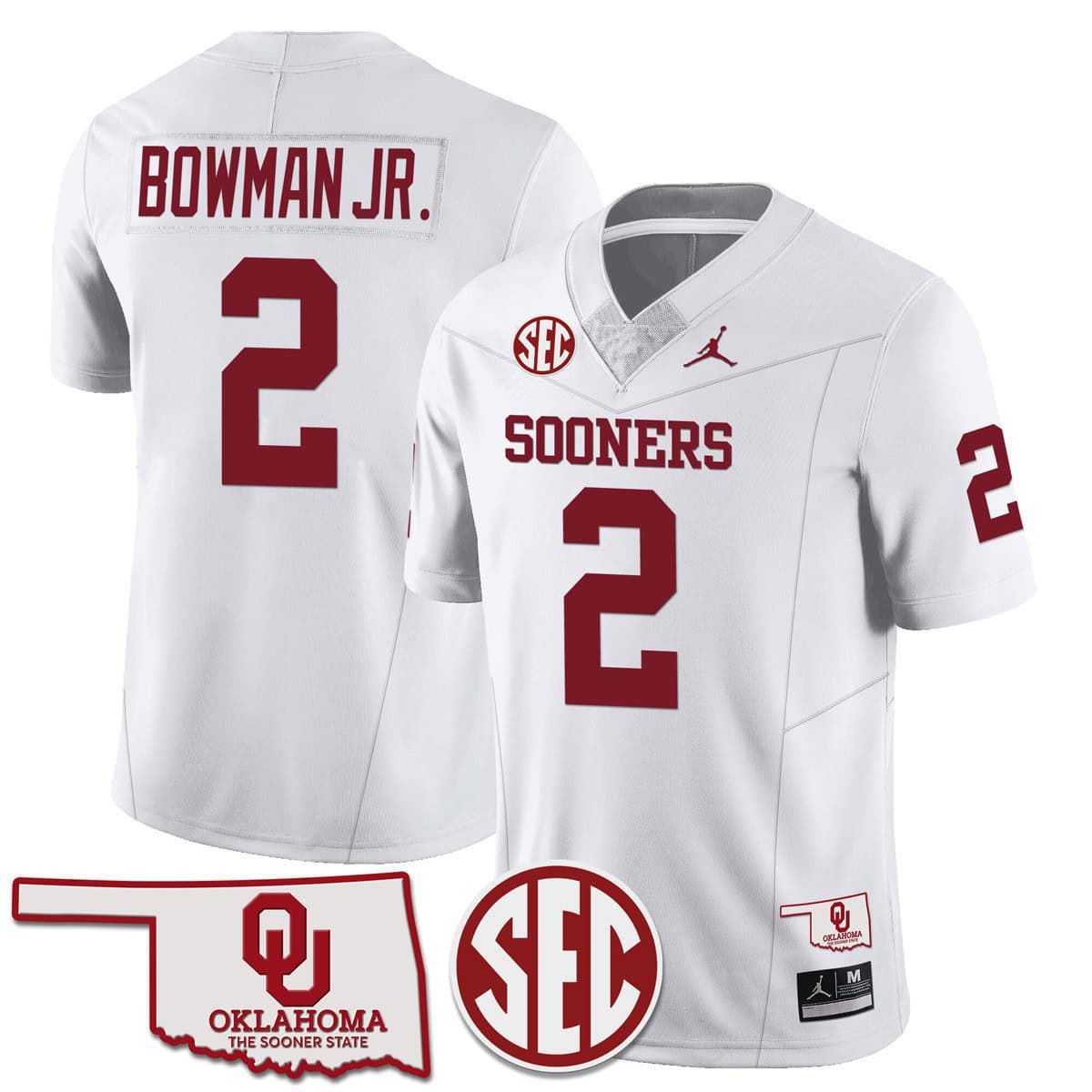Men Oklahoma Sooners #2 Bowman jr White 2024 SEC Patch Vapor Premier Limited NCAA Jersey->indianapolis colts->NFL Jersey
